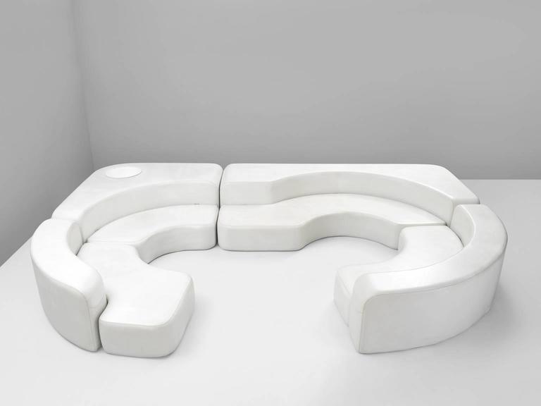 Ennio Chiggio White Faux Leather Environ One Sofa For Sale at 1stDibs