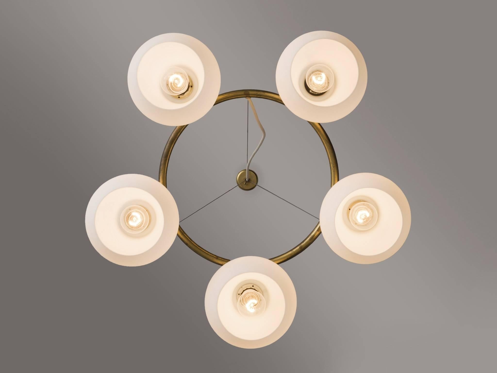 Mid-20th Century Vilhelm Lauritzen Chandelier in Glass and Brass