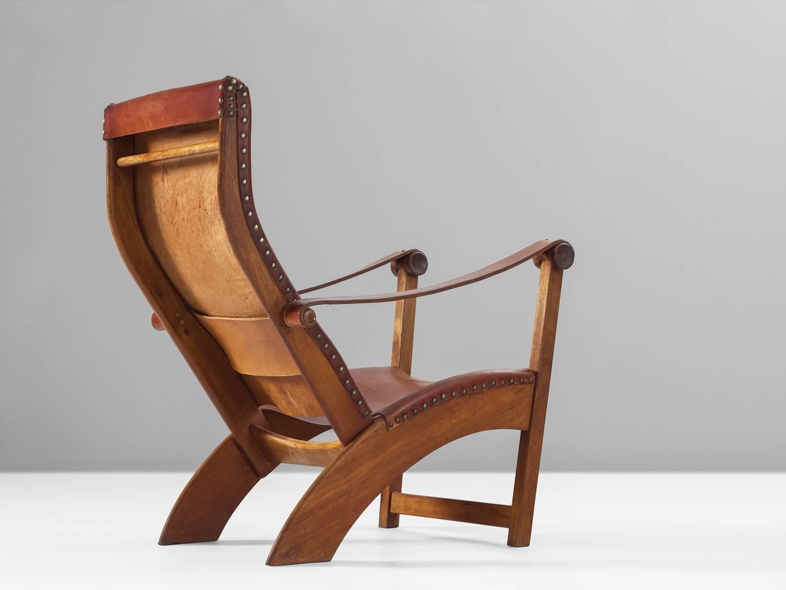 Danish Mogens Voltelen Copenhagen Chair in Mahogany and Original Cognac Leather