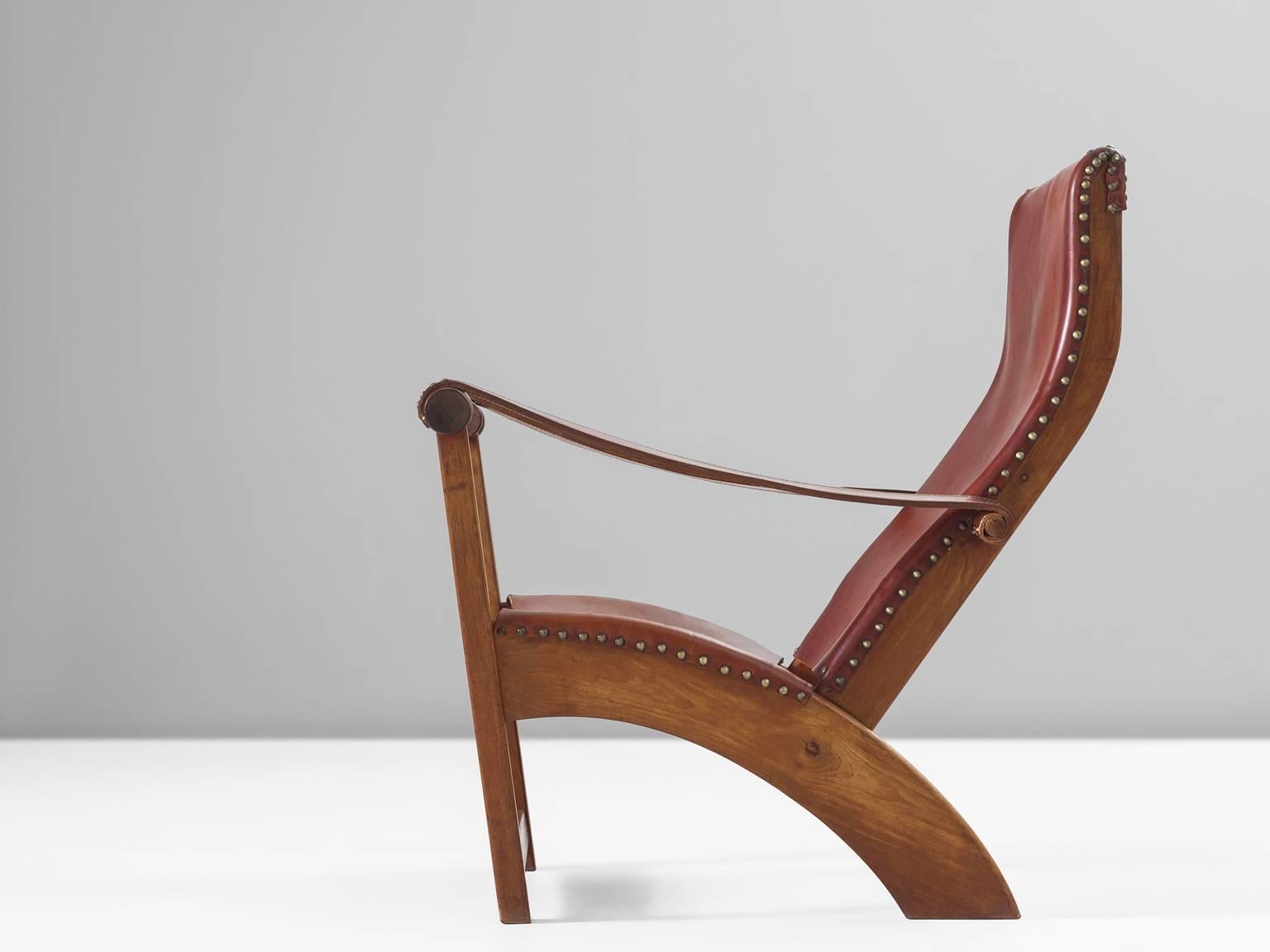 Scandinavian Modern Mogens Voltelen Copenhagen Chair in Mahogany and Original Cognac Leather
