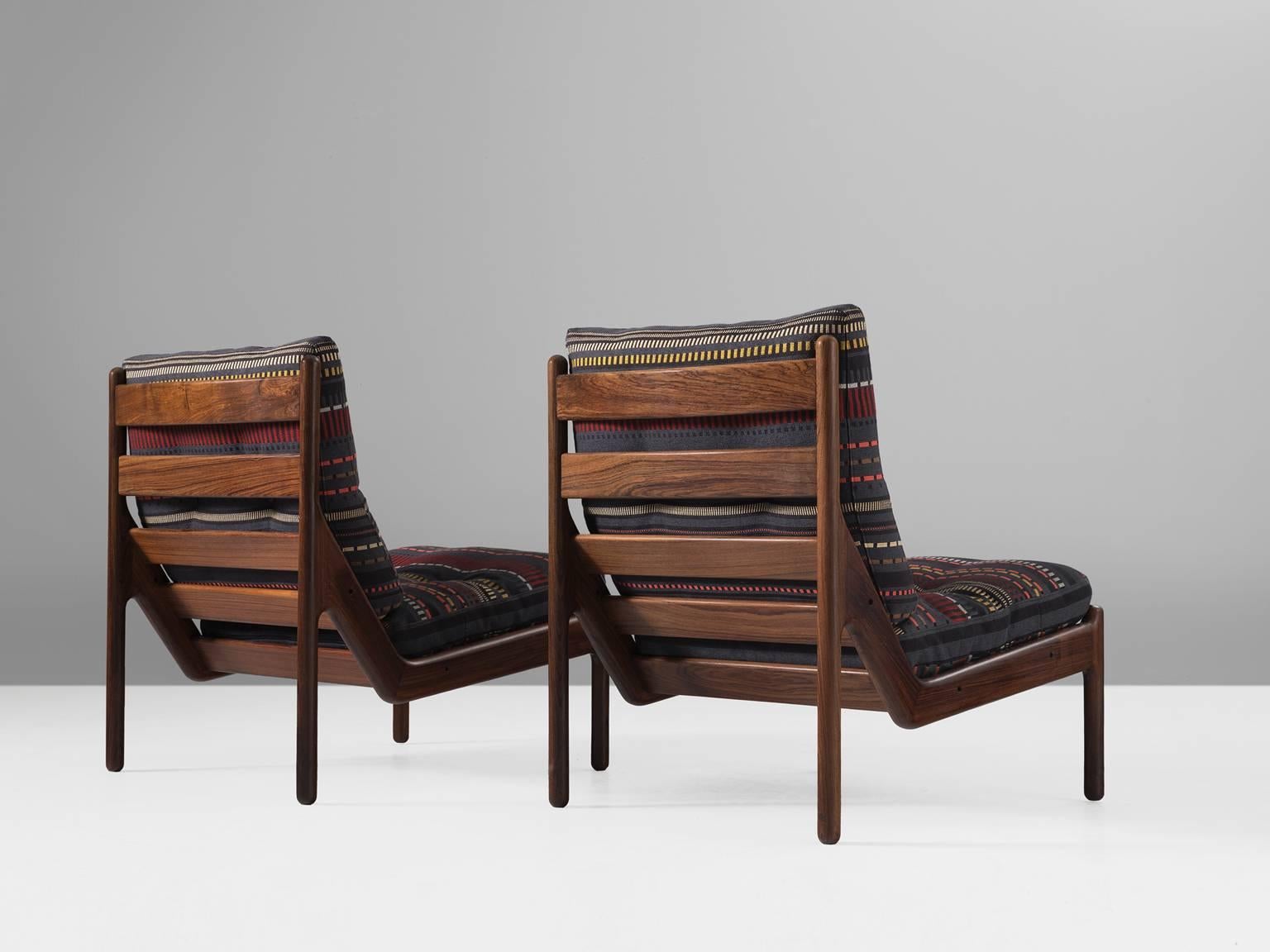 Danish Illum Wikkelsø Chairs Reupholstered with Paul Smith Fabric
