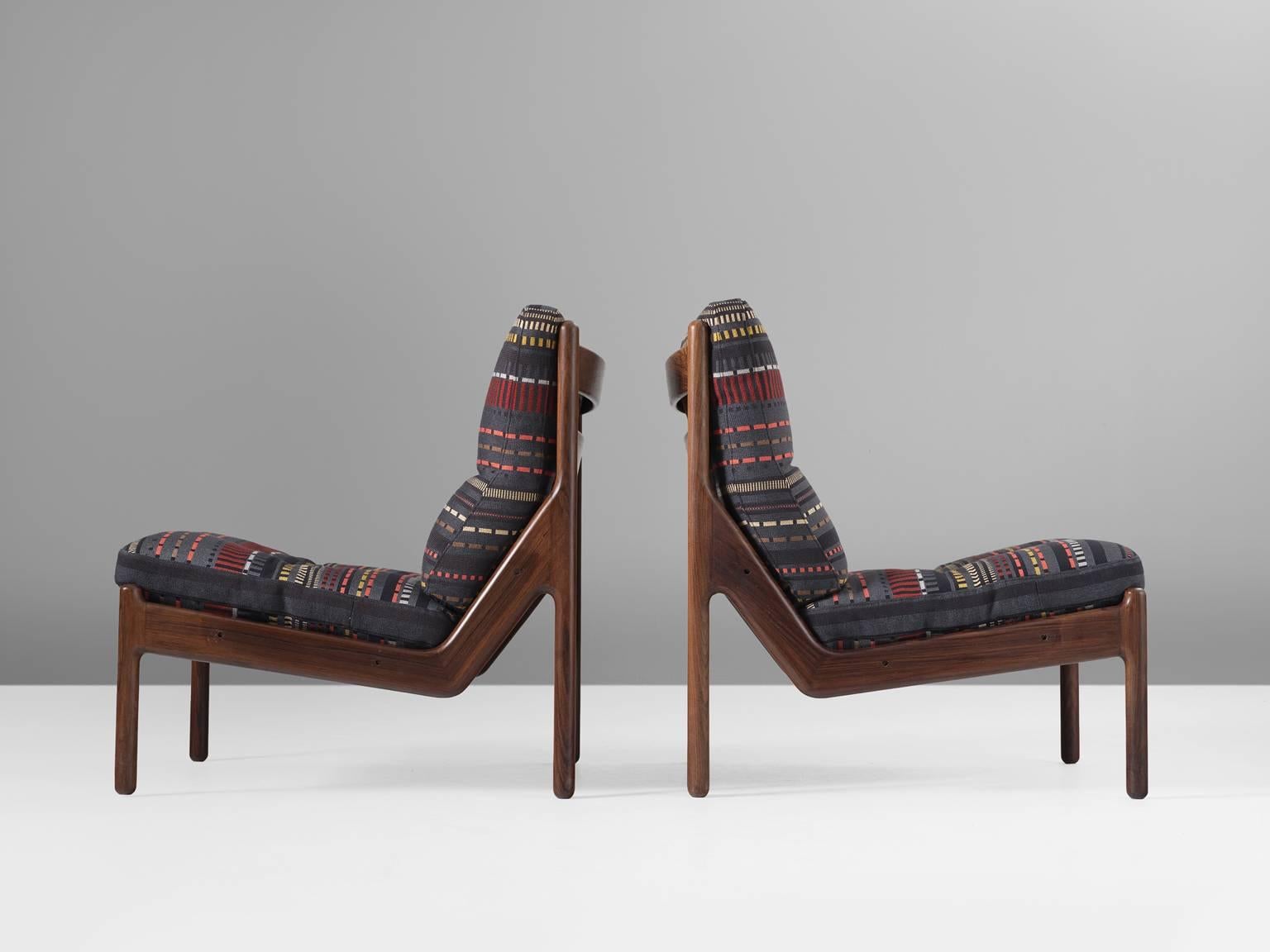 Scandinavian Modern Illum Wikkelsø Chairs Reupholstered with Paul Smith Fabric