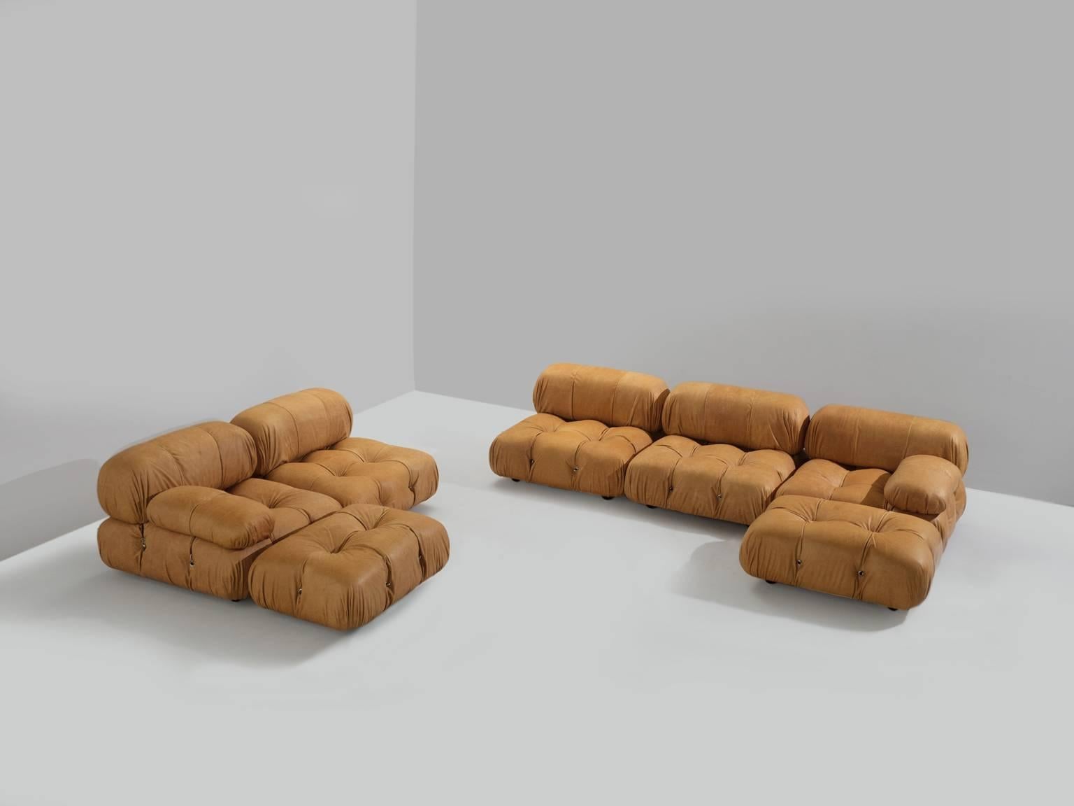 Mario Bellini Camaleonda Sofa Reupholstered in Tri-tone Velvet In Excellent Condition In Waalwijk, NL