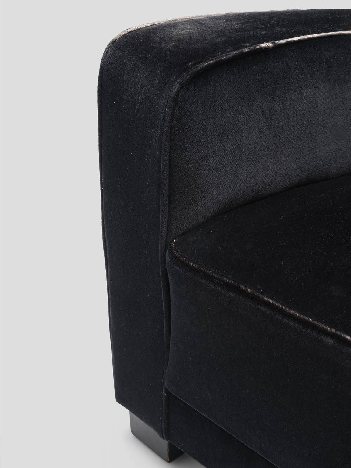 Fabric Voluptuous Black Three-Seat Sofa