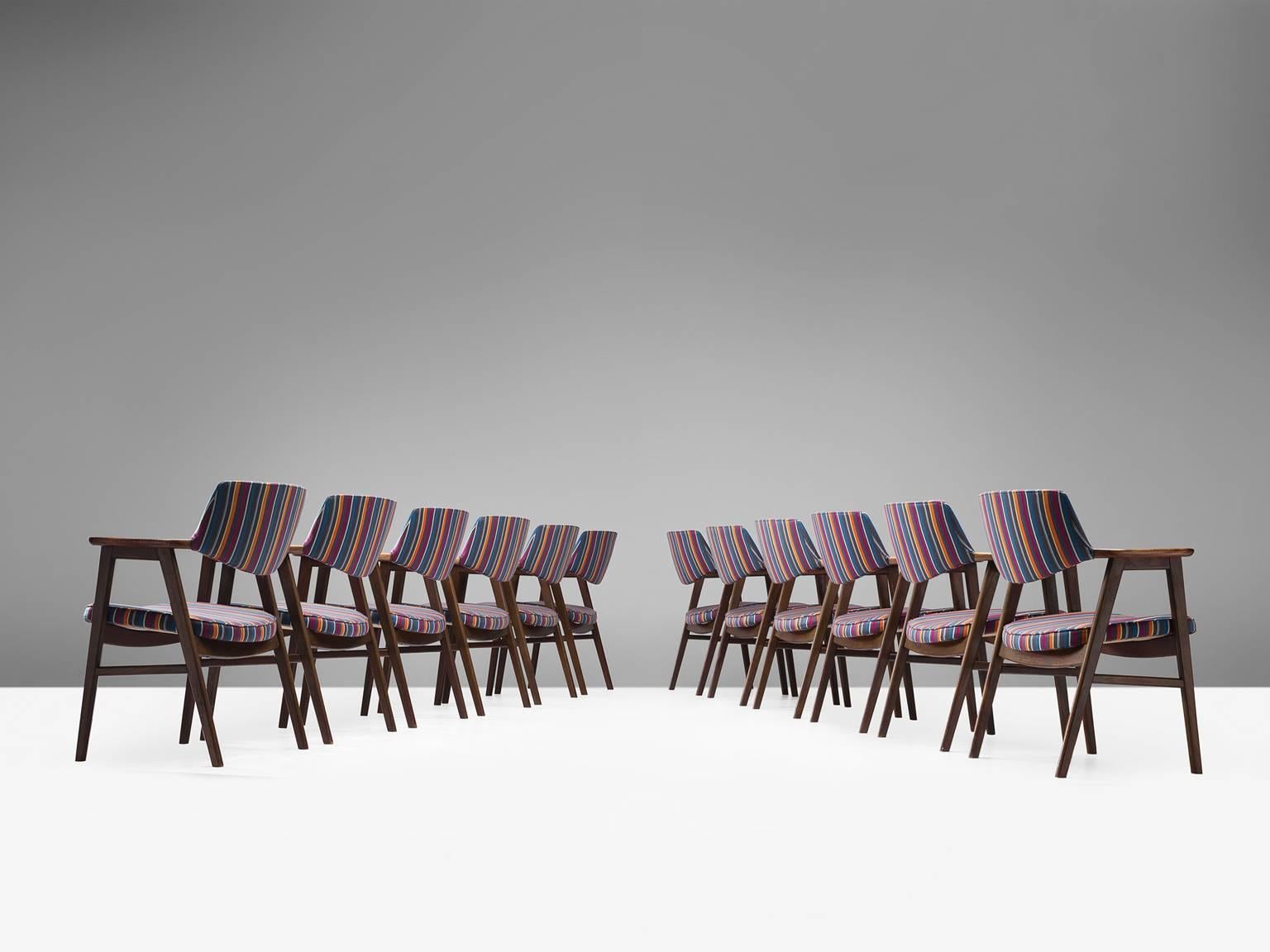 Mid-Century Modern Set of 12 Dining Chairs in Rosewood