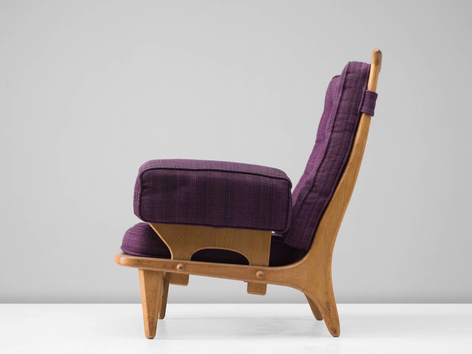 Mid-Century Modern Guillerme & Chambron Oak Easy Chair
