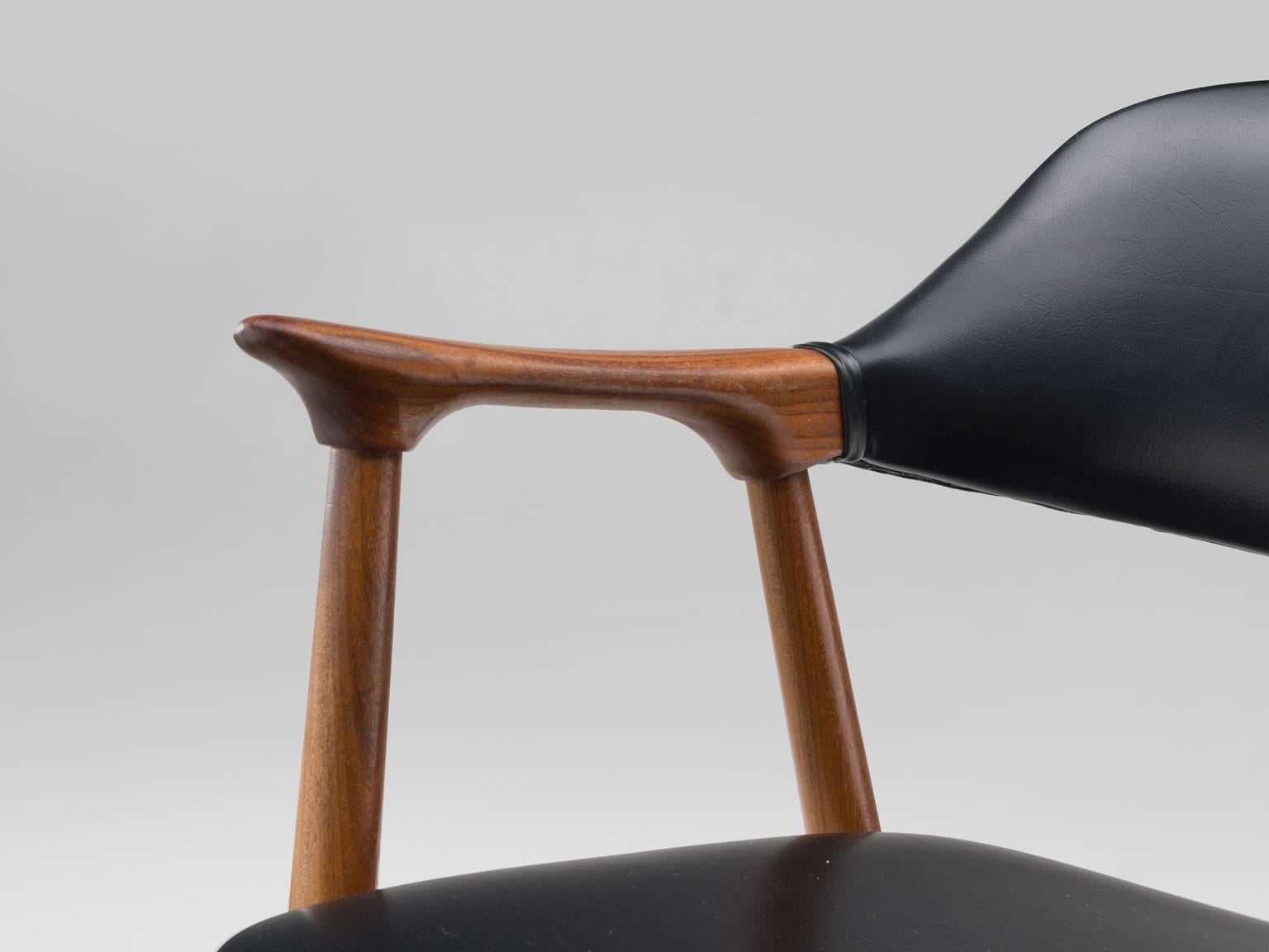 Upholstery Set of Ten Norwegian Black Leatherette Room Armchairs