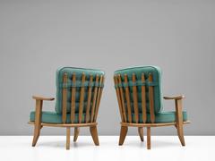 Guillerme & Chambron Turquoise Oak Easy Chairs