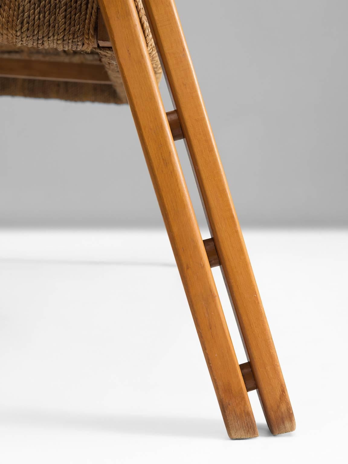 Cane Attributed Giuseppe Pagano Roped Sofa, 1940s