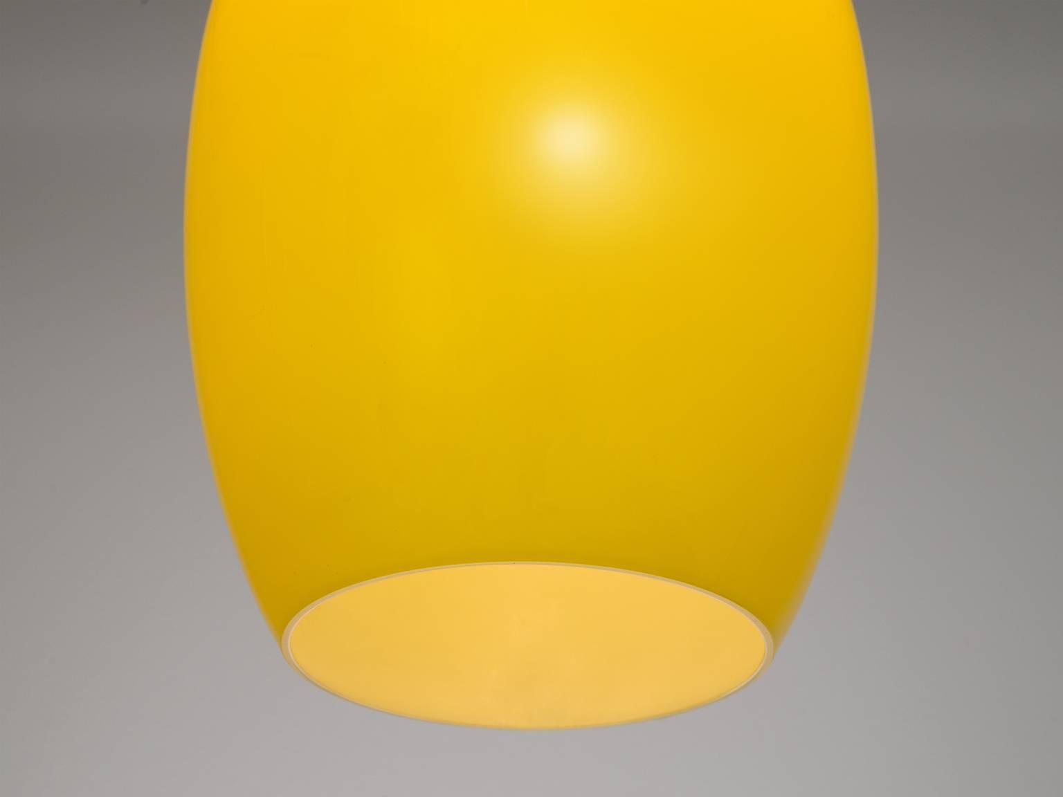 Mid-20th Century Large Citrus-Yellow Pendant in Opaline Glass