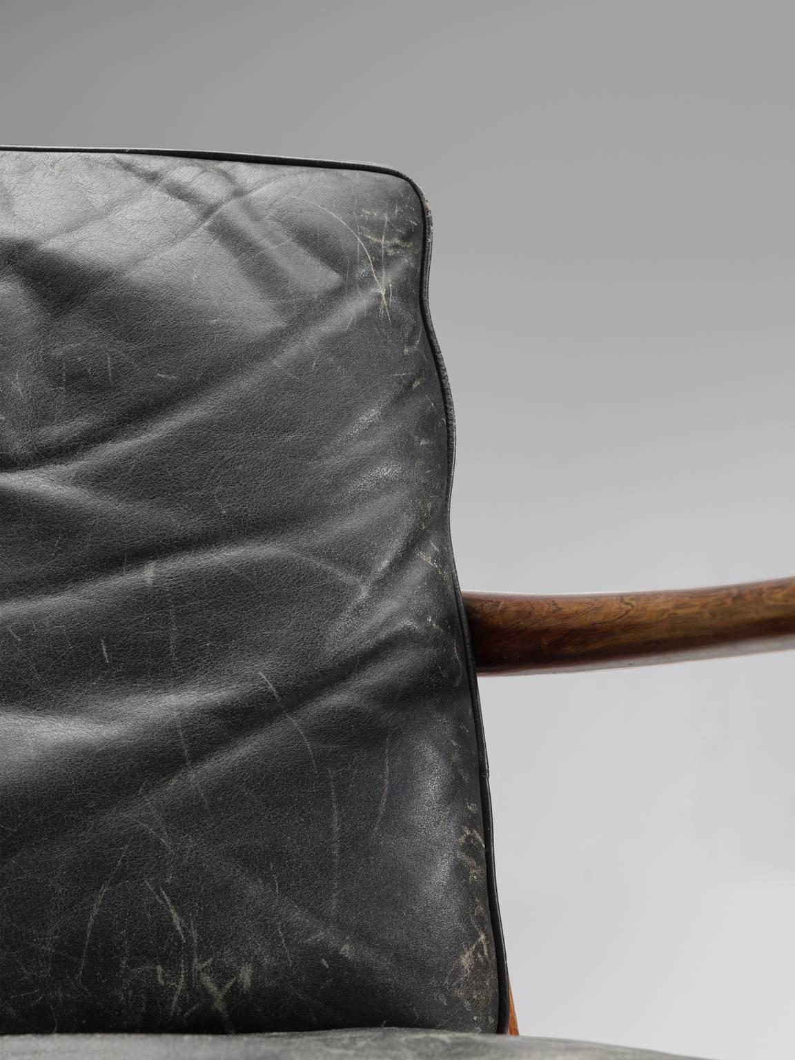 Leather Two Ib Kofod-Larsen Samsö Armchairs