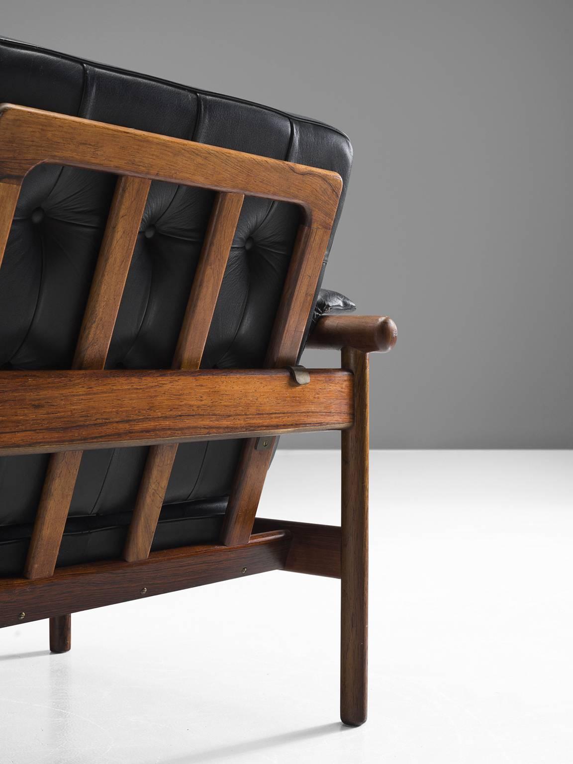 Mid-20th Century Illum Wikkelsø Pair of Original Black Leather Lounge Chairs