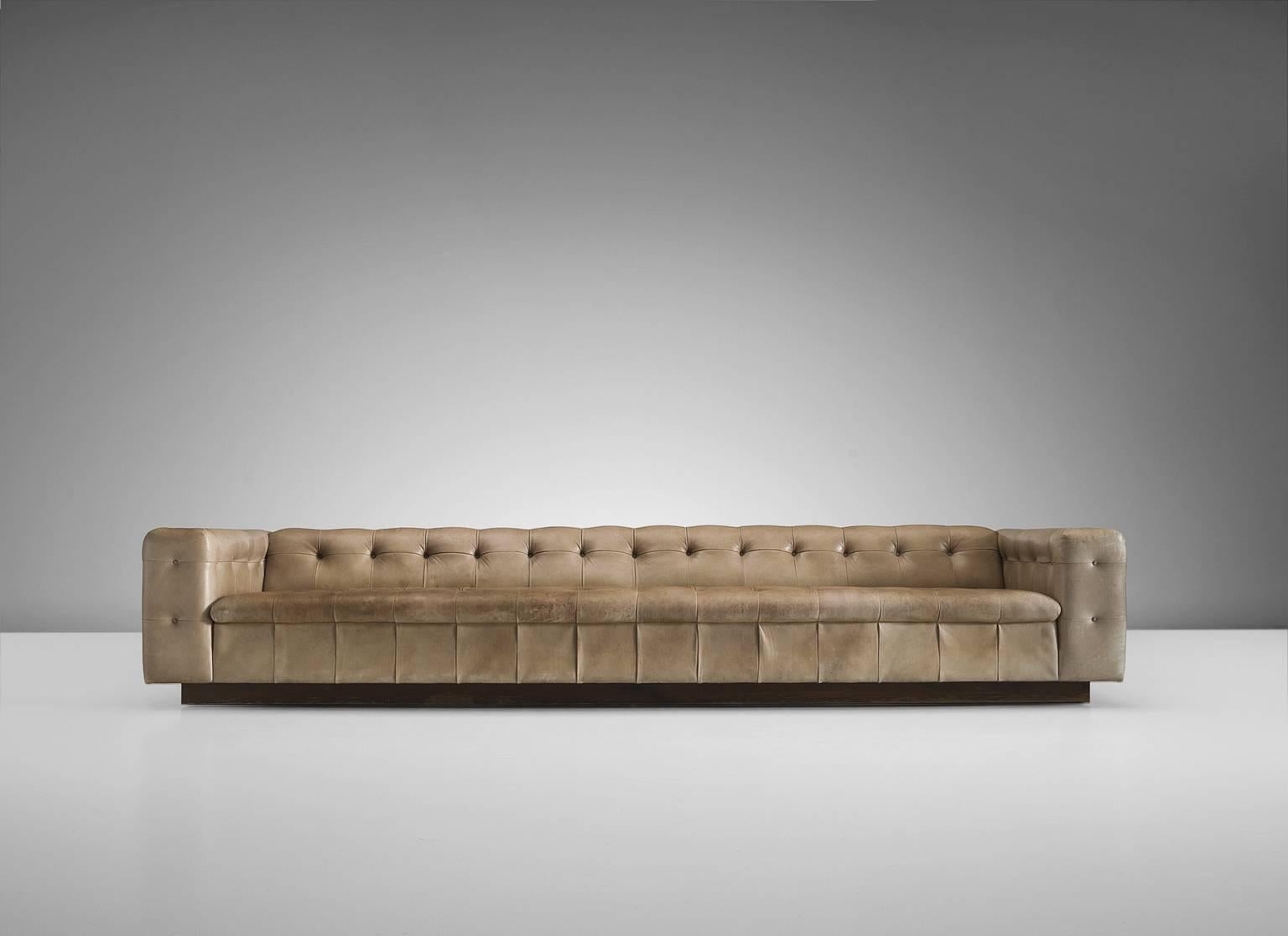 Post-Modern Grand De Sede Caramel Leather Sofa by Robert Haussmann