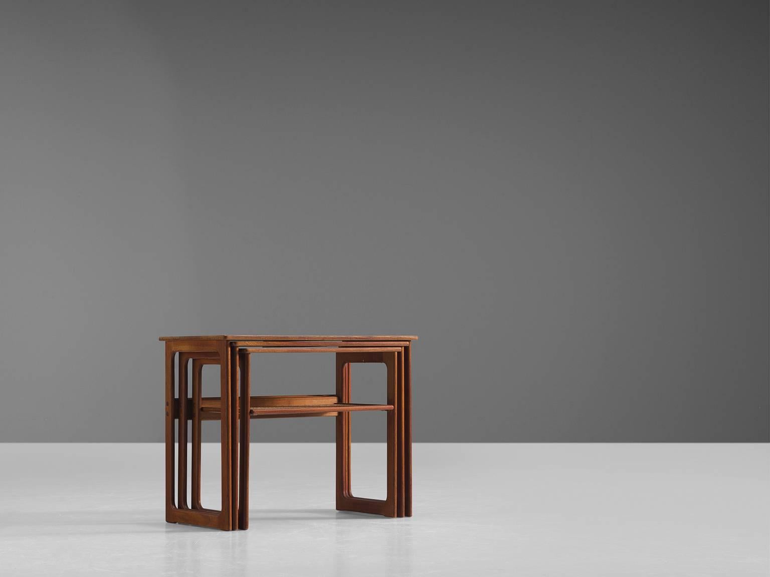 Illum Wikkelsø Nesting Tables in Teak and Cane In Good Condition In Waalwijk, NL