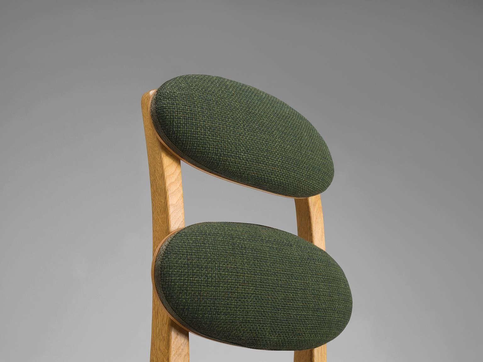 Mid-20th Century Orchestra Chair in Solid Oak and Fabric, Denmark 1950s