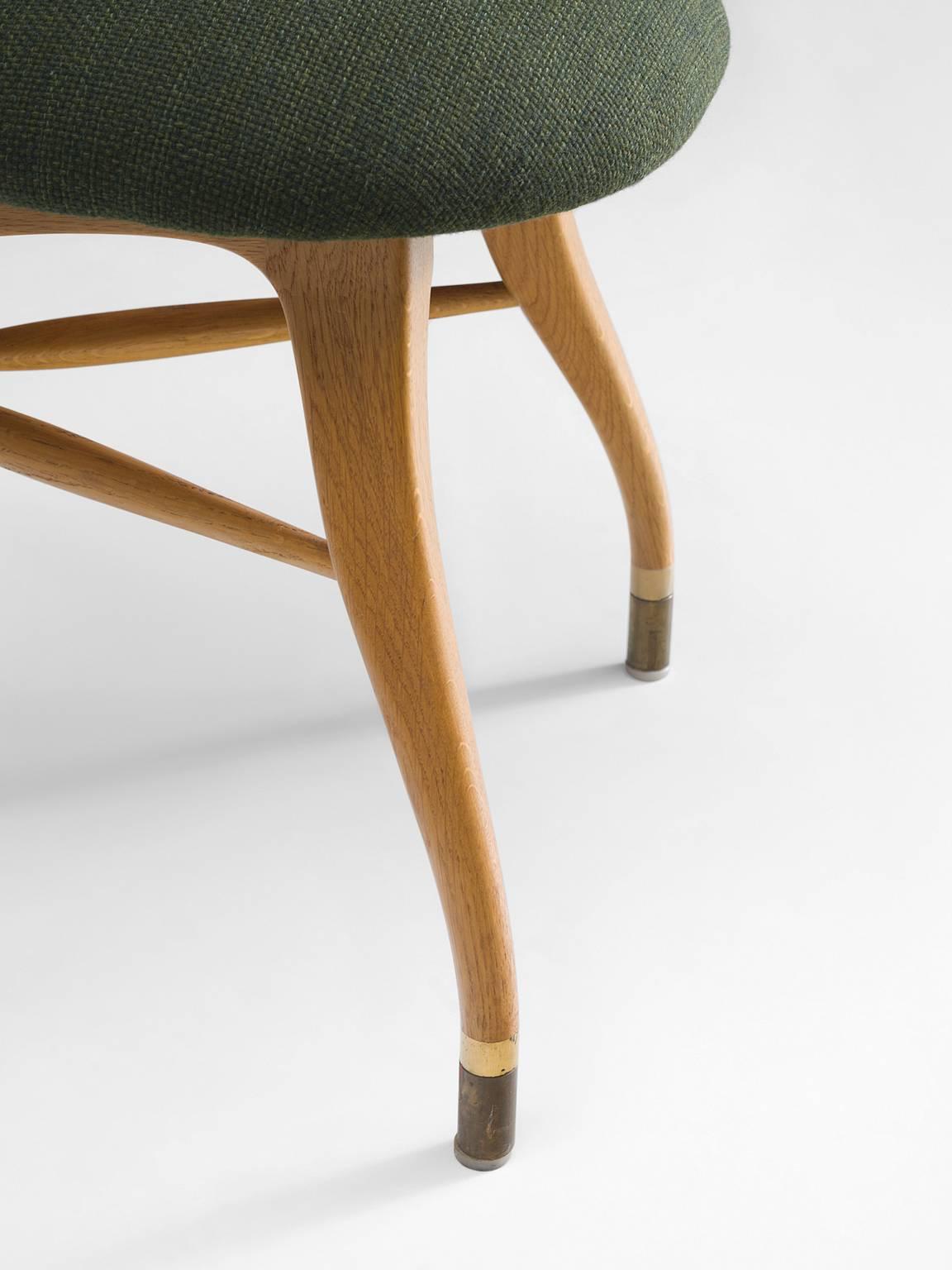 Orchestra Chair in Solid Oak and Fabric, Denmark 1950s 1