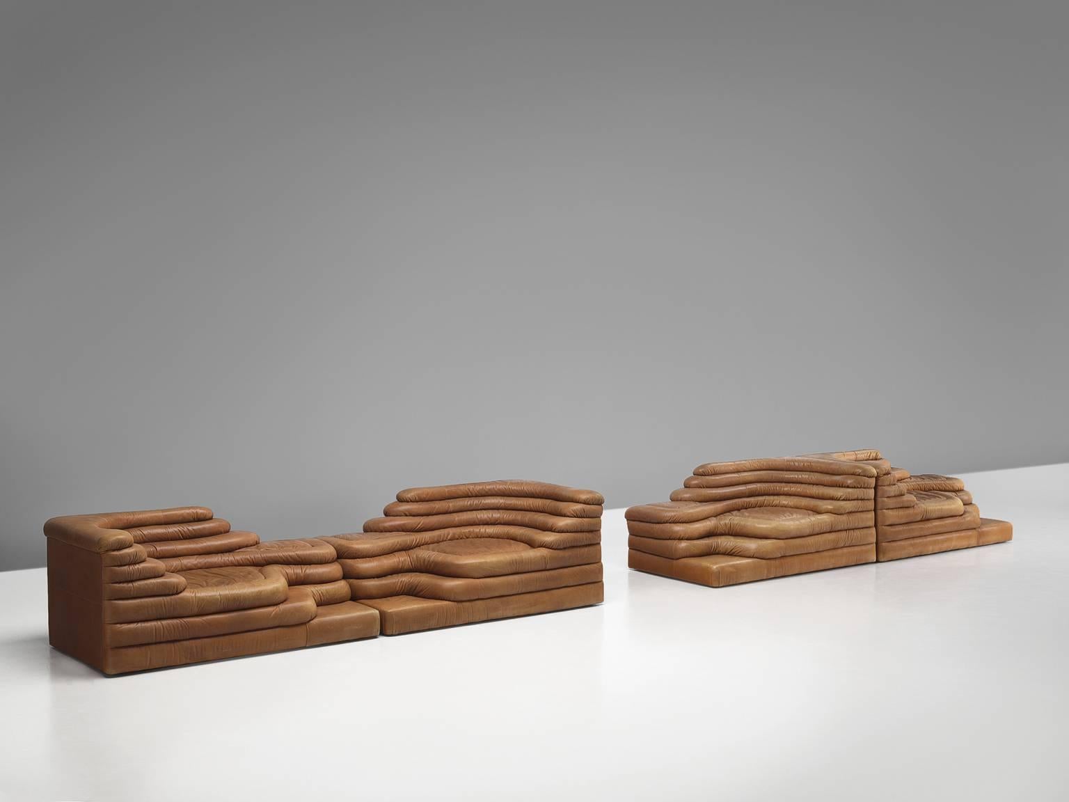 Post-Modern Set of Four De Sede DS1025 'Terrazza' Landscapes in Brown Leather by Ubald Klug