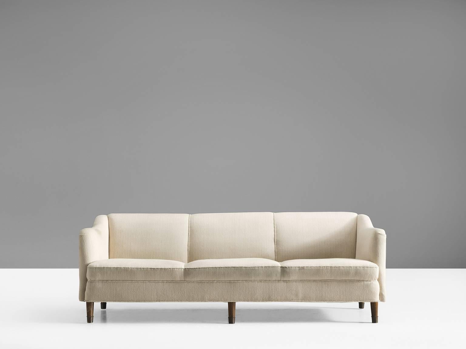 Mid-20th Century Large Danish Stately Sofa in White, 1960s