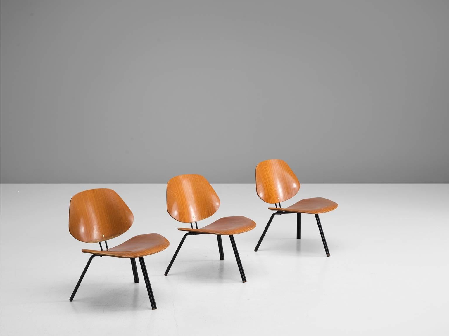 Mid-Century Modern Three Osvaldo Borsani for Tecno 'P31' Chairs, 1957