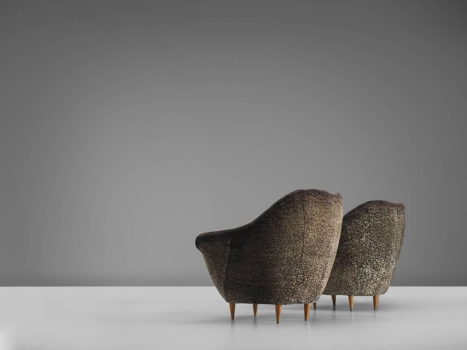Mid-Century Modern Italian Velvet Club Chairs, 1960s