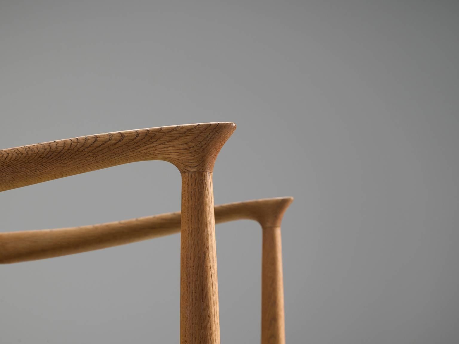 Niels O. Møller Armchair in Oak and Green Upholstery, 1954 In Good Condition In Waalwijk, NL