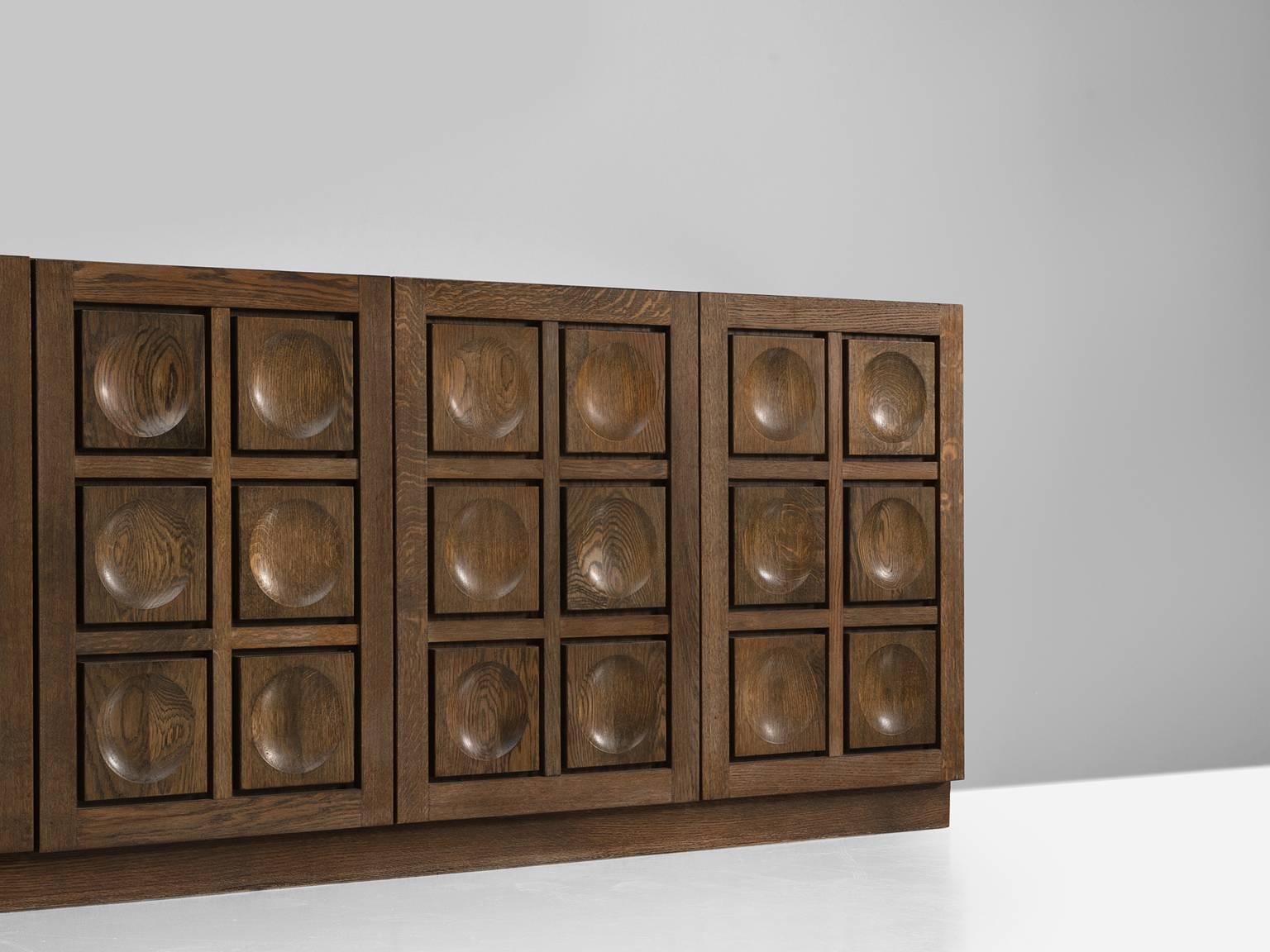 Late 20th Century De Coene Large Brown Brutalist Credenza