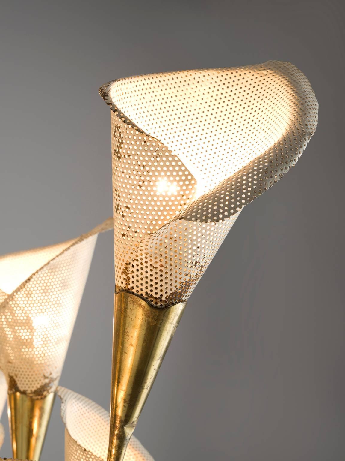 Italian Early Angelo Lelli Large 'Calla' Floor Lamp in Brass