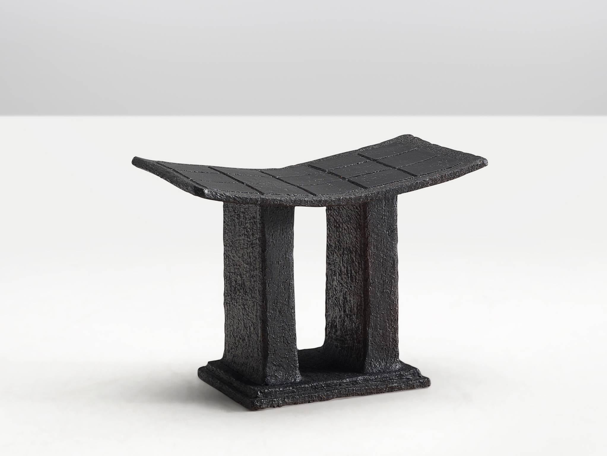 Post-Modern Japonism Stool in Antracite Stone, 1970s