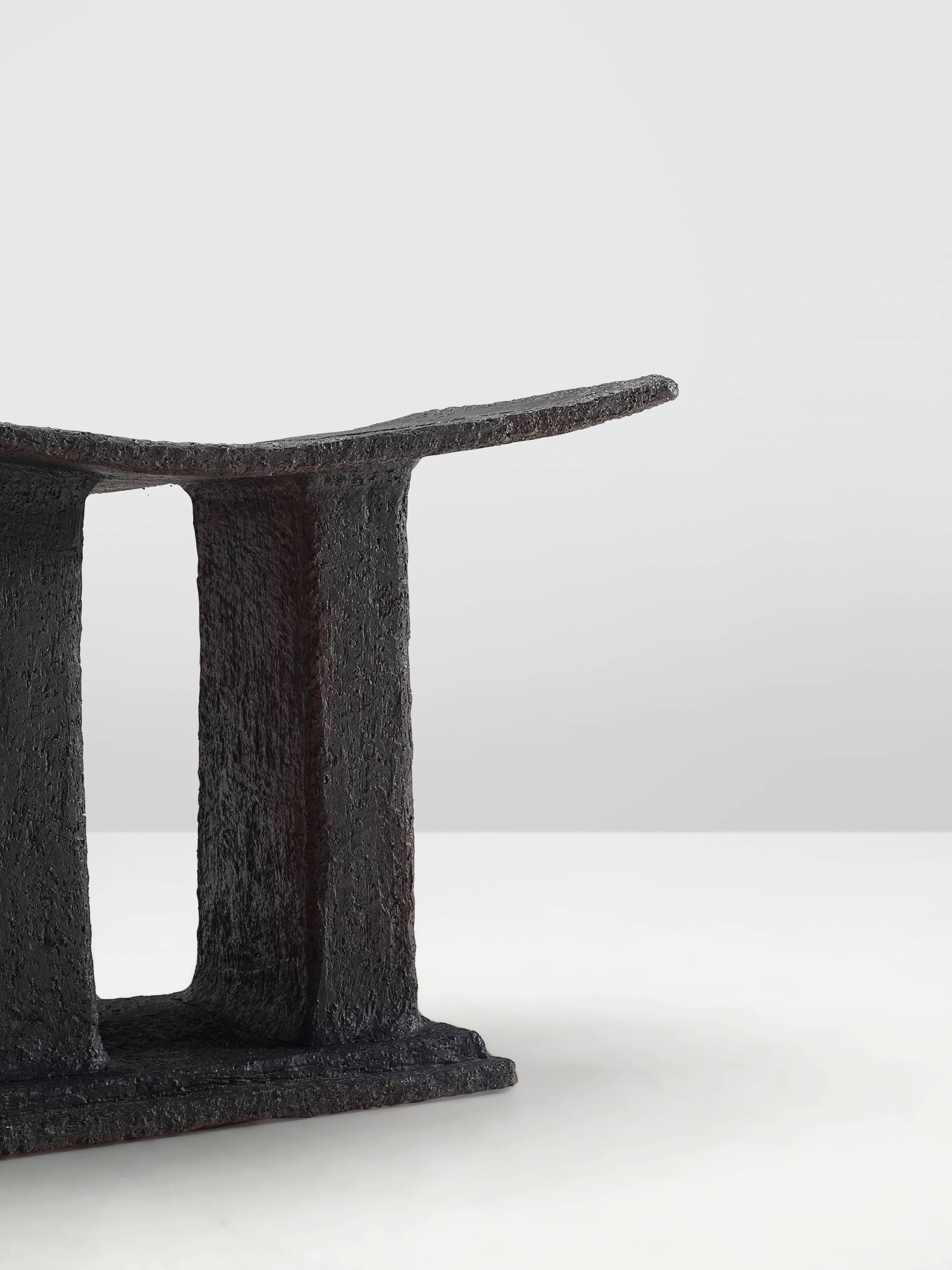 Japonism Stool in Antracite Stone, 1970s In Excellent Condition In Waalwijk, NL
