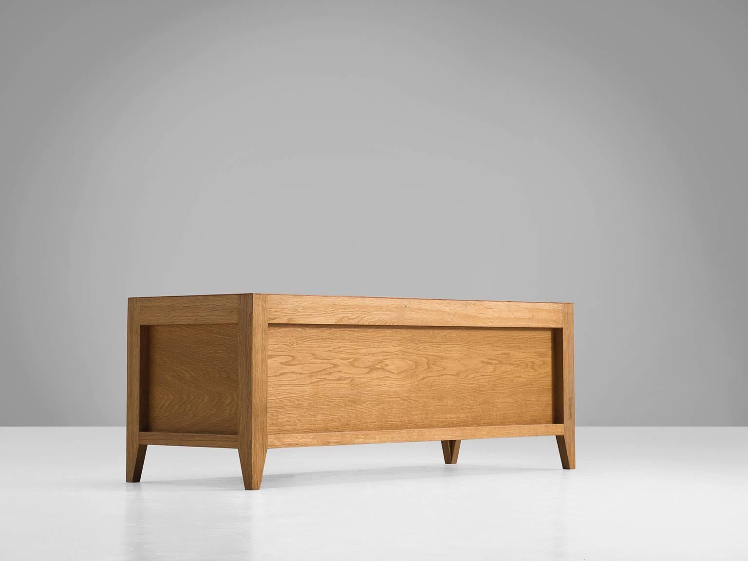 Late 20th Century Danish Cabinet in Oak and Cognac Leather