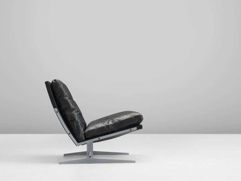 Fabricius And Kastholm Black Leather Slipper Chair At 1stdibs Scandinavian Modern Fabricius And Kastholm Black Leather Slipper Chair For