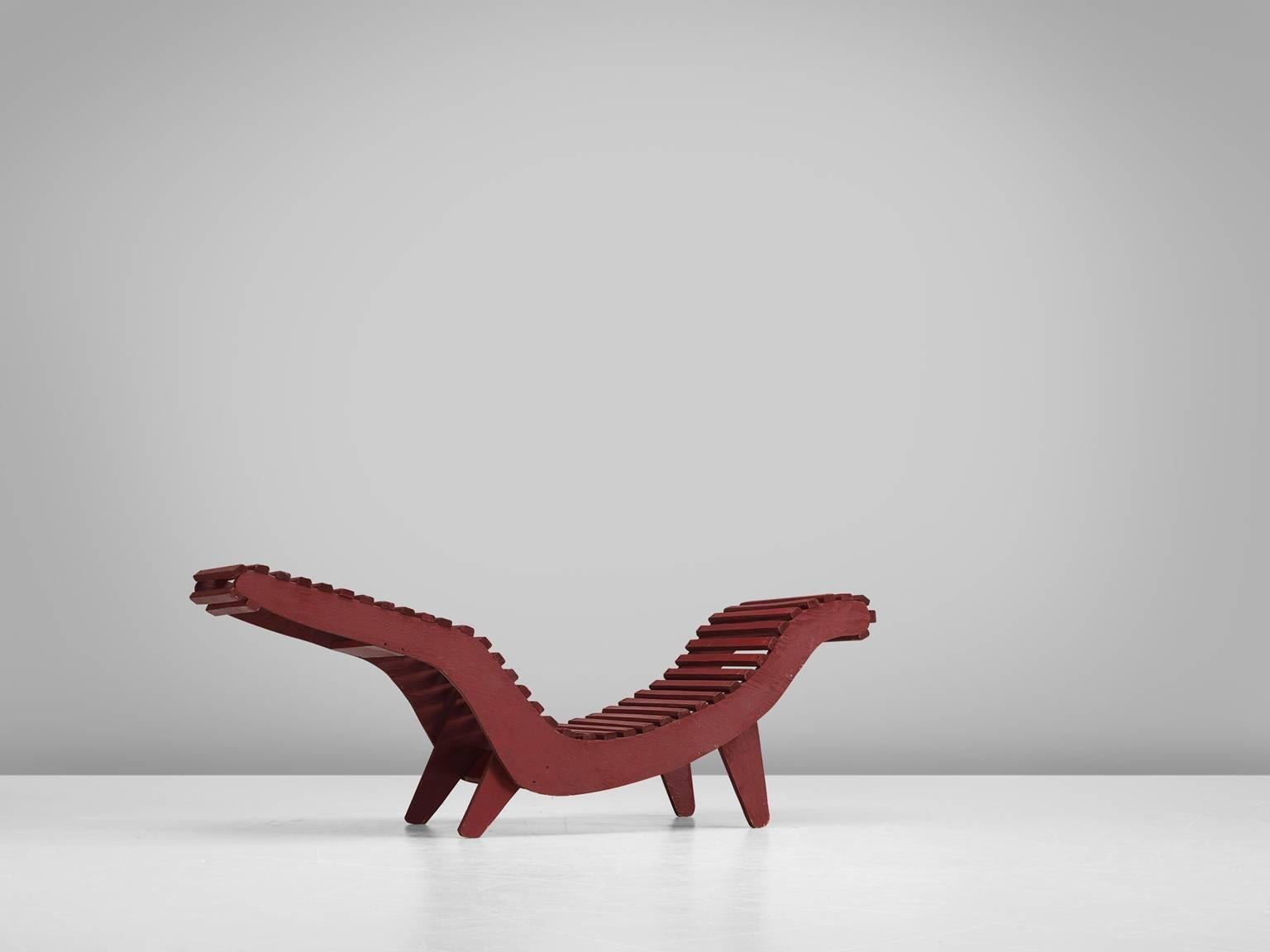 American Klaus Grabe Deep Red Chaise Longue