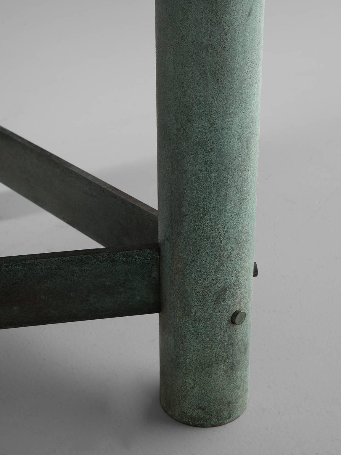 Late 20th Century Jan Vlug Green Marble and Bronze Table, 1970s