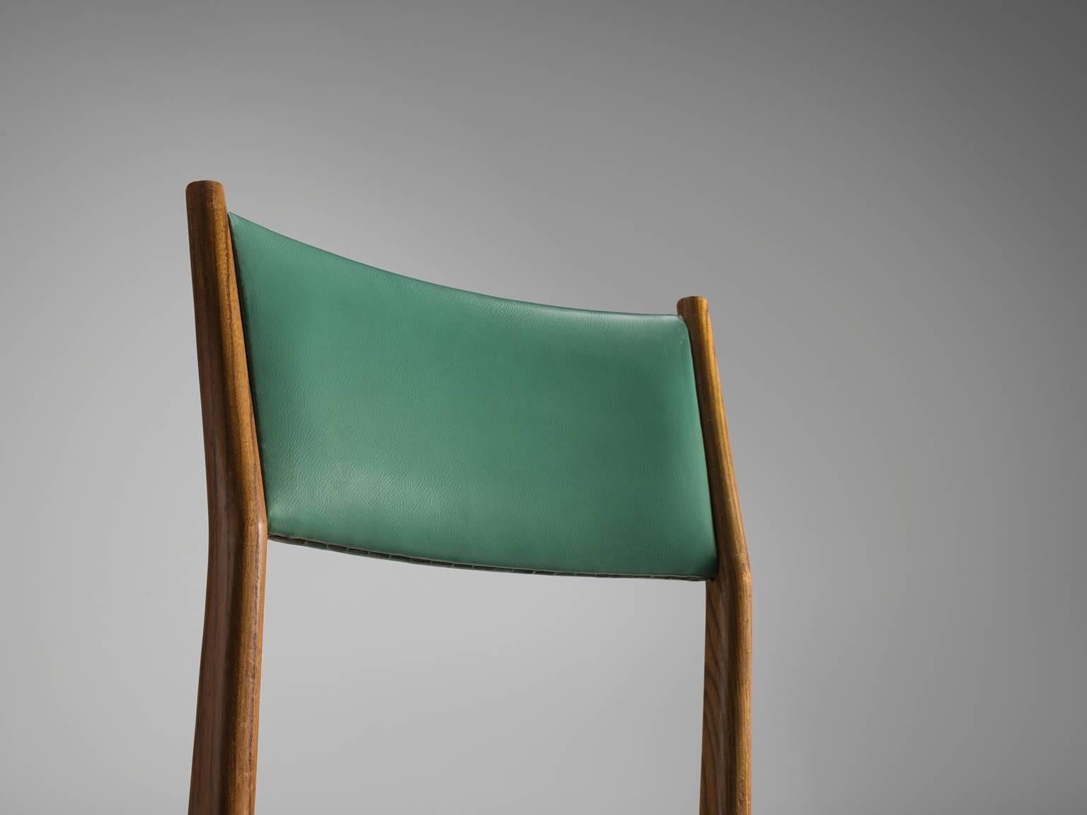 Gio Ponti for Cassina Green Leather 'Leggera' Chairs 1