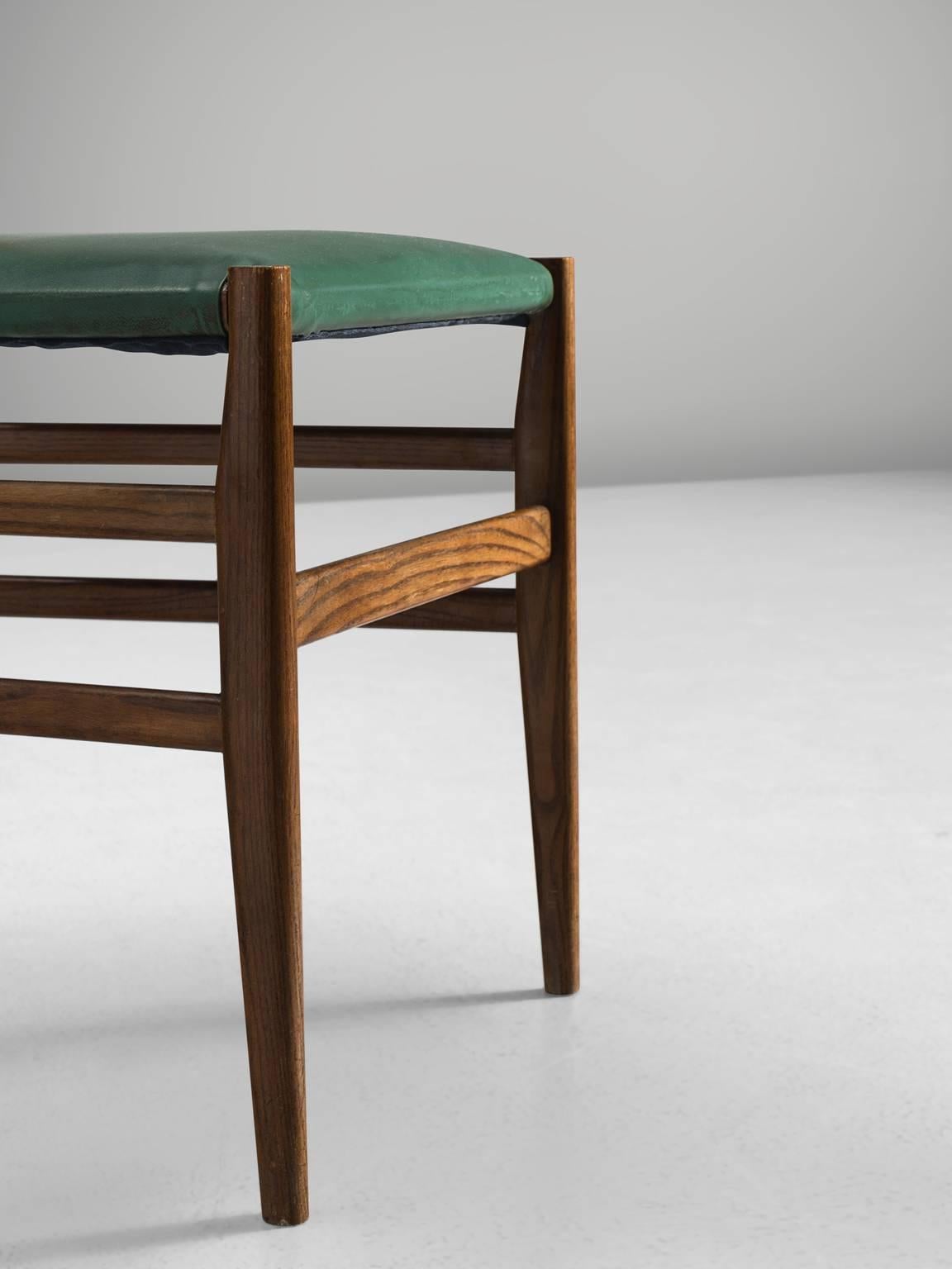 Mid-20th Century Gio Ponti for Cassina Green Leather 'Leggera' Chairs