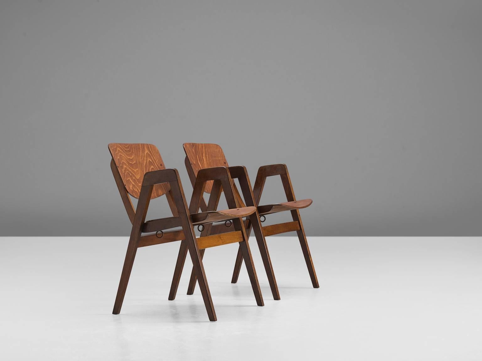 Mid-Century Modern Two Bent Armchairs for Thonet, 1960s