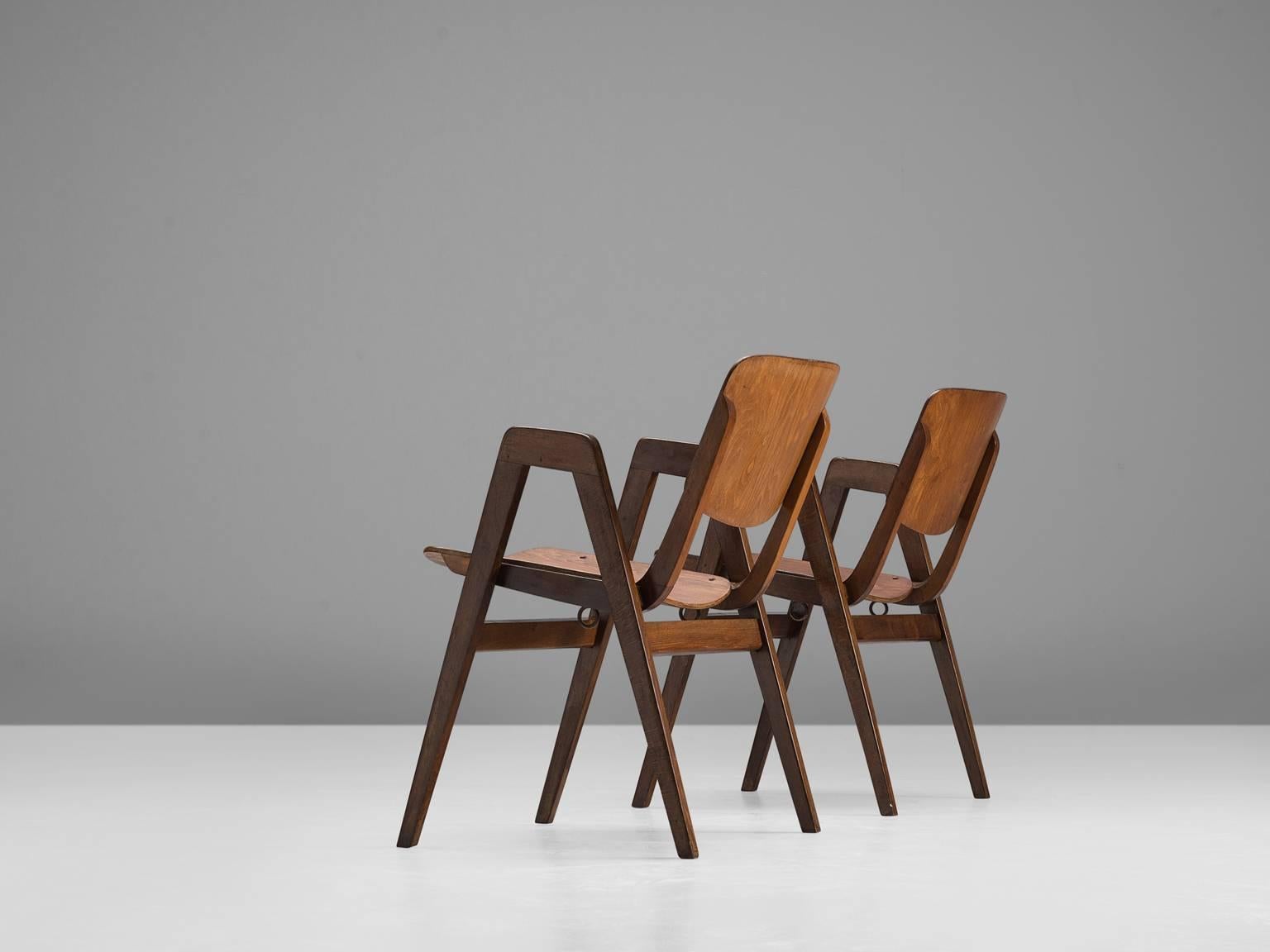 European Two Bent Armchairs for Thonet, 1960s