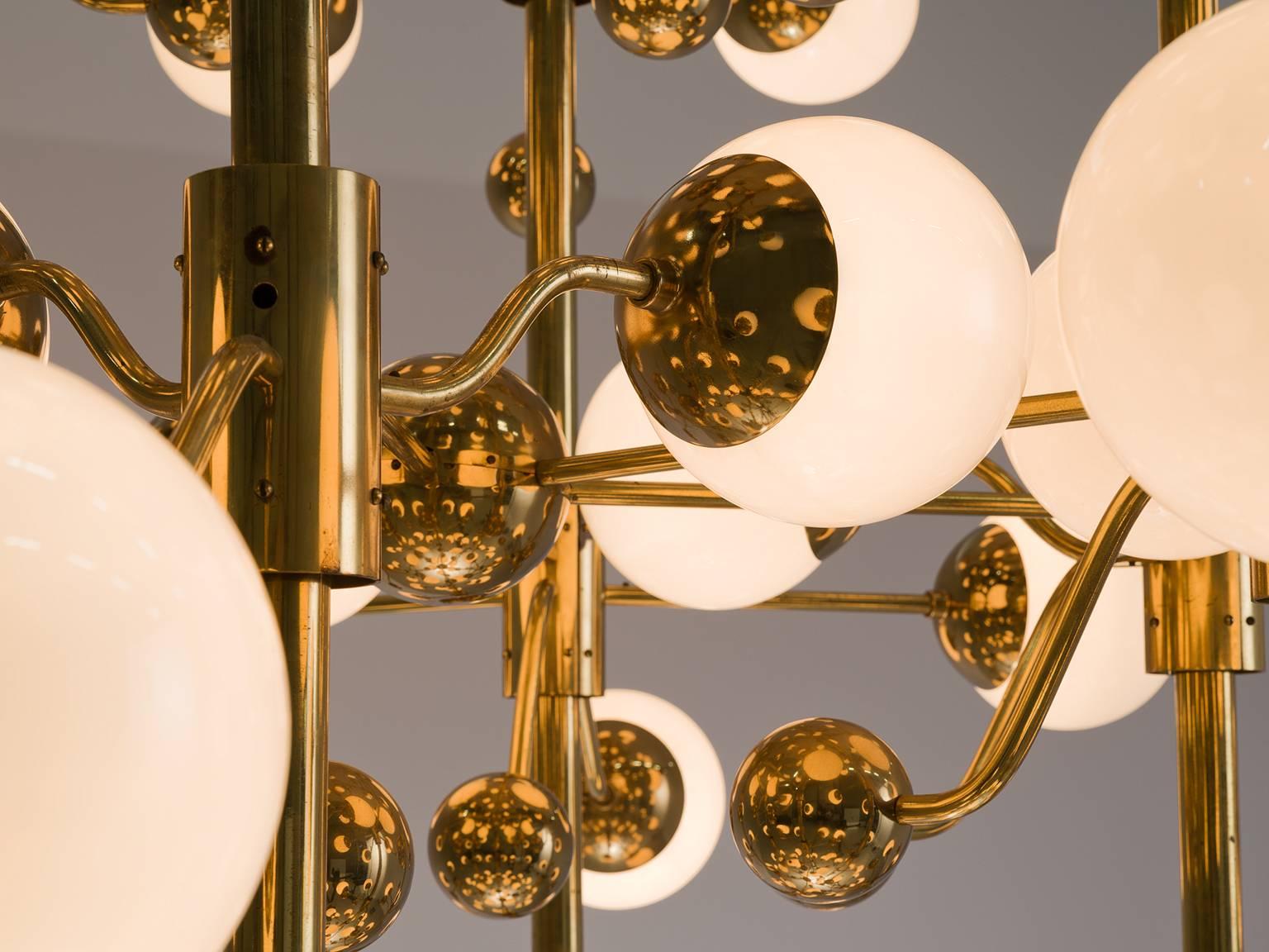 Mid-20th Century Extremely Large Brass Sputnik Chandelier