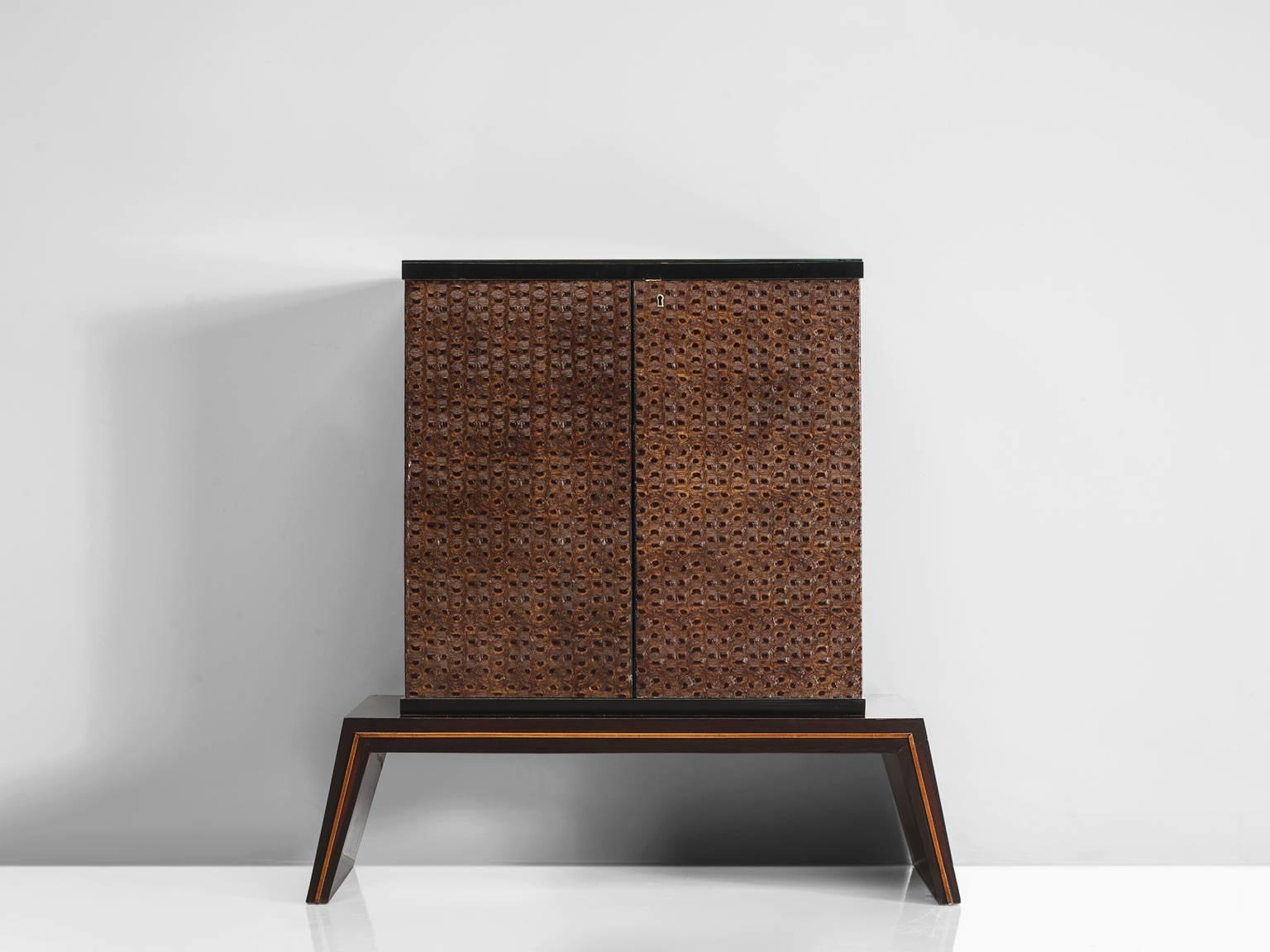 Mid-Century Modern Italian Illuminated Patterned Dry Bar