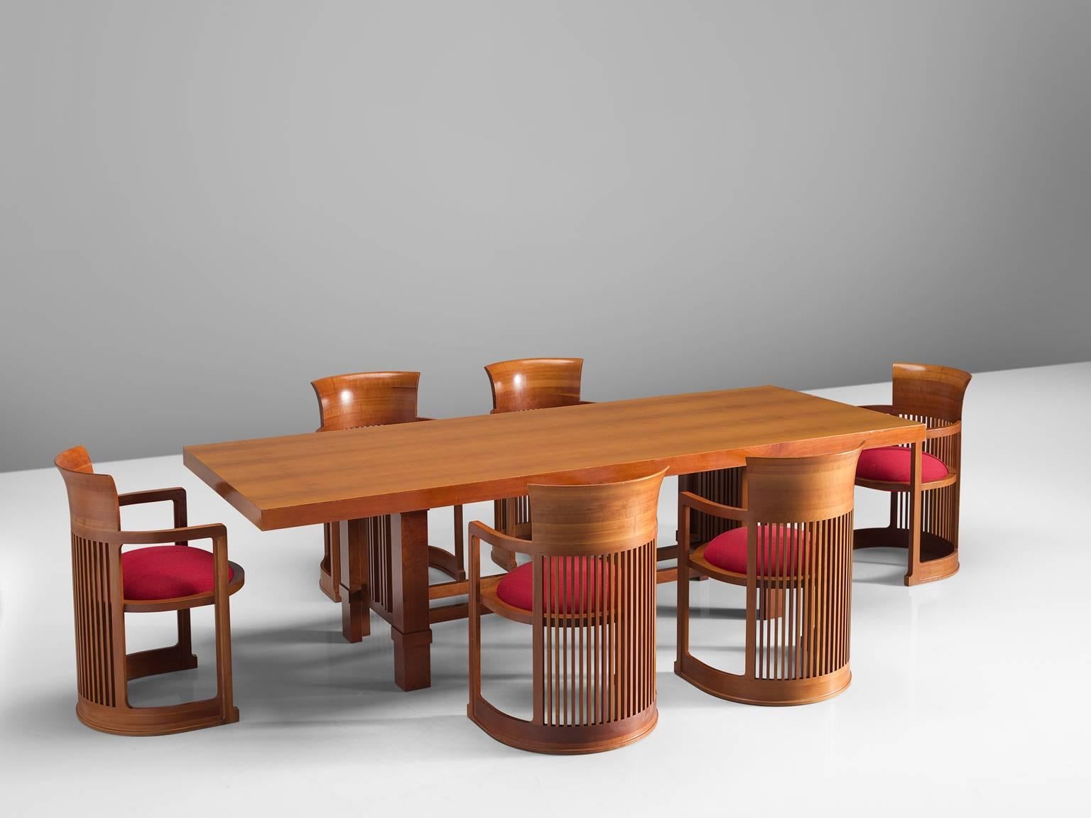 Frank Lloyd Wright Cherry Barrel Chairs for Cassina 1