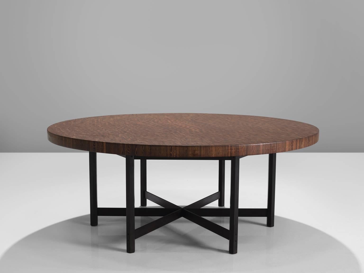 Mid-Century Modern Large Jules Wabbes Wenge Table with Hexogonal Frame