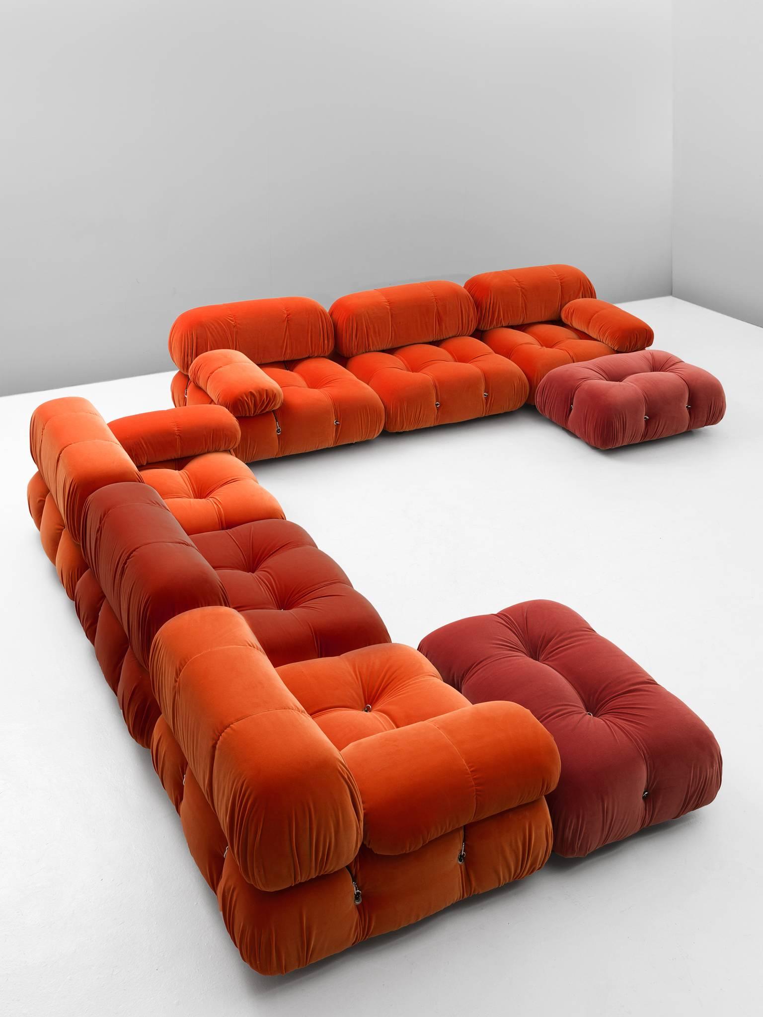 Mid-Century Modern Customizable Mario Bellini 'Camaleonda' Sofa in Tri-Tone Velvet