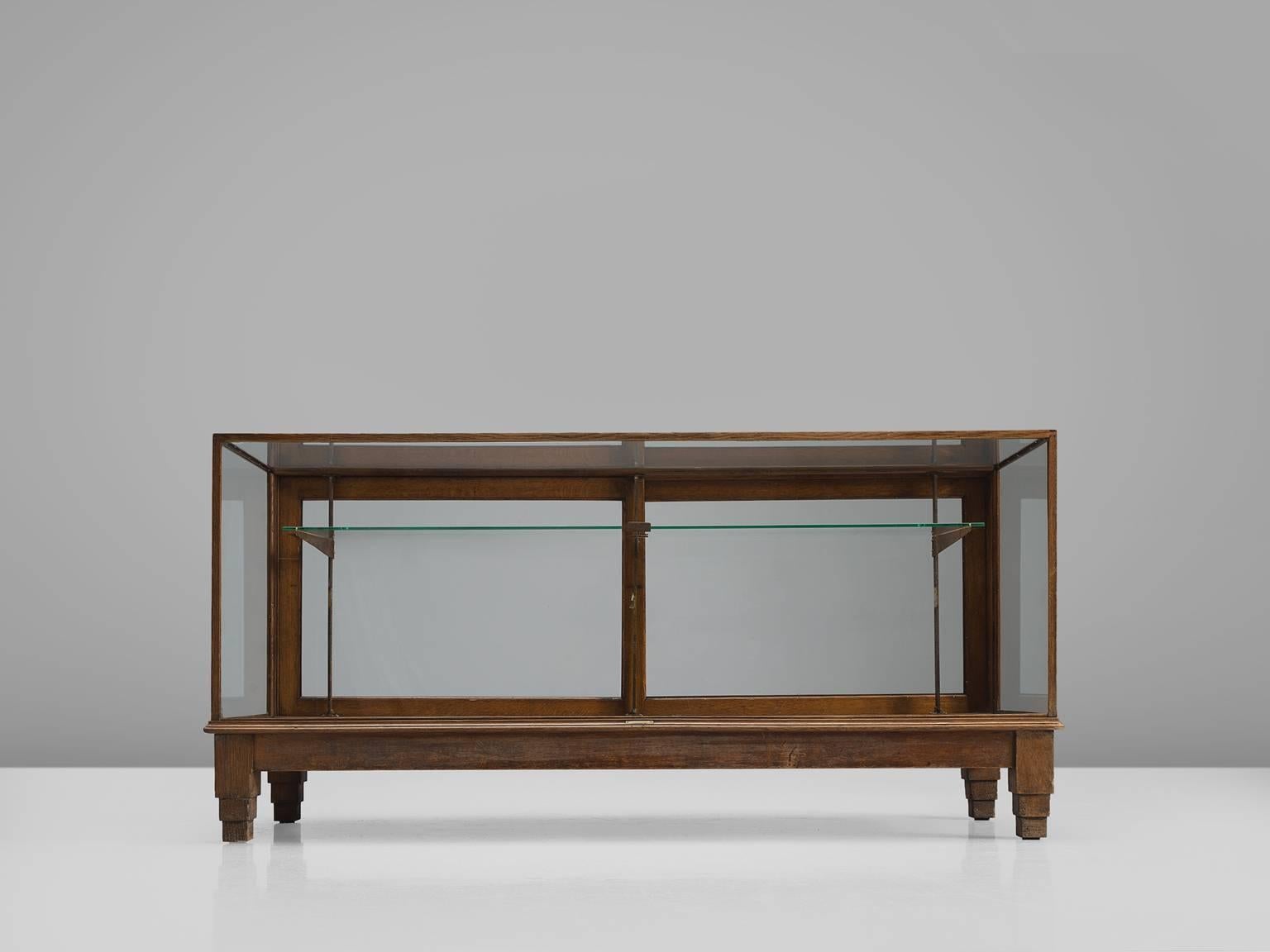 European Showcase in Glass and Oak, circa 1940