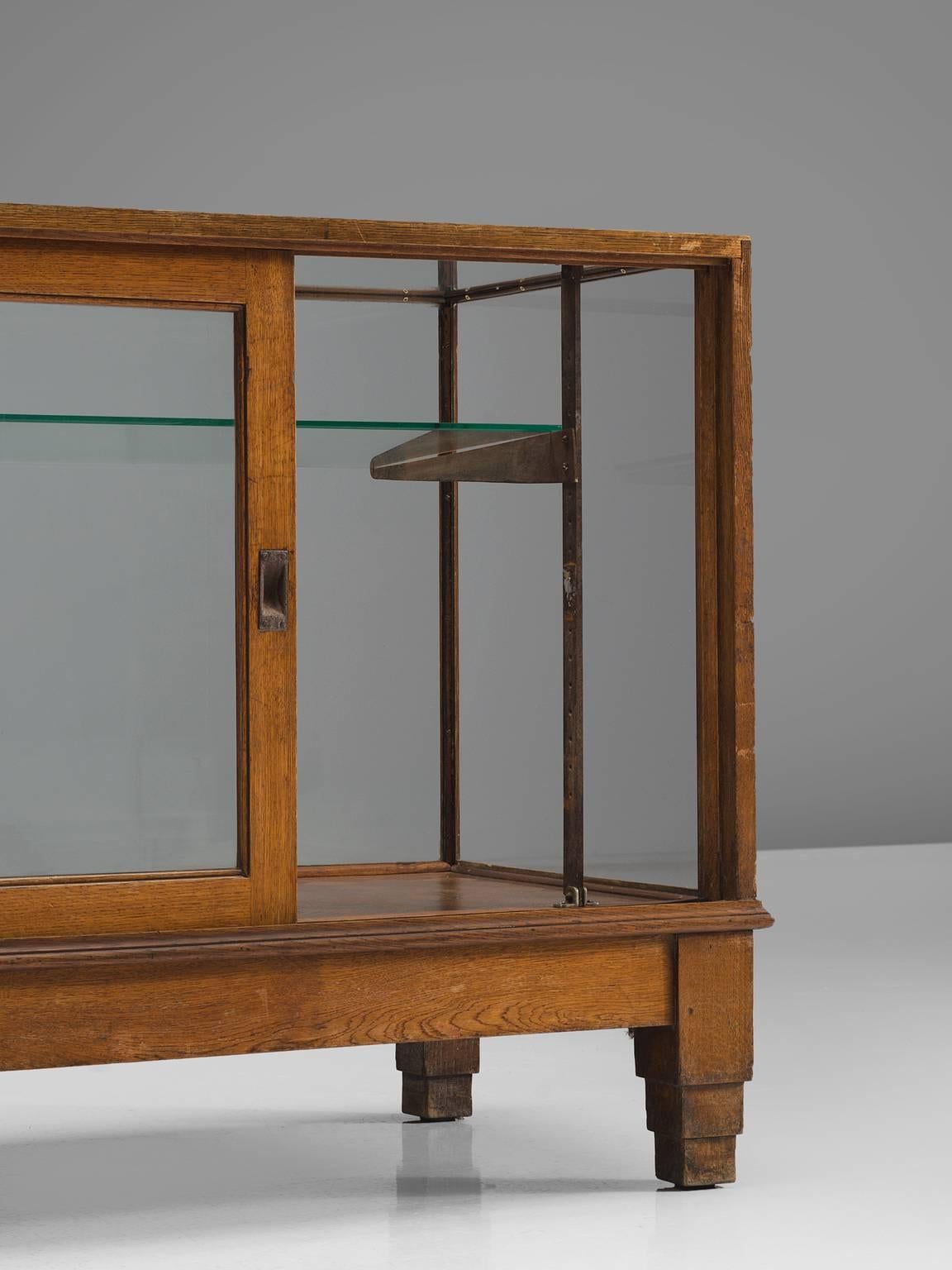 Steel Showcase in Glass and Oak, circa 1940