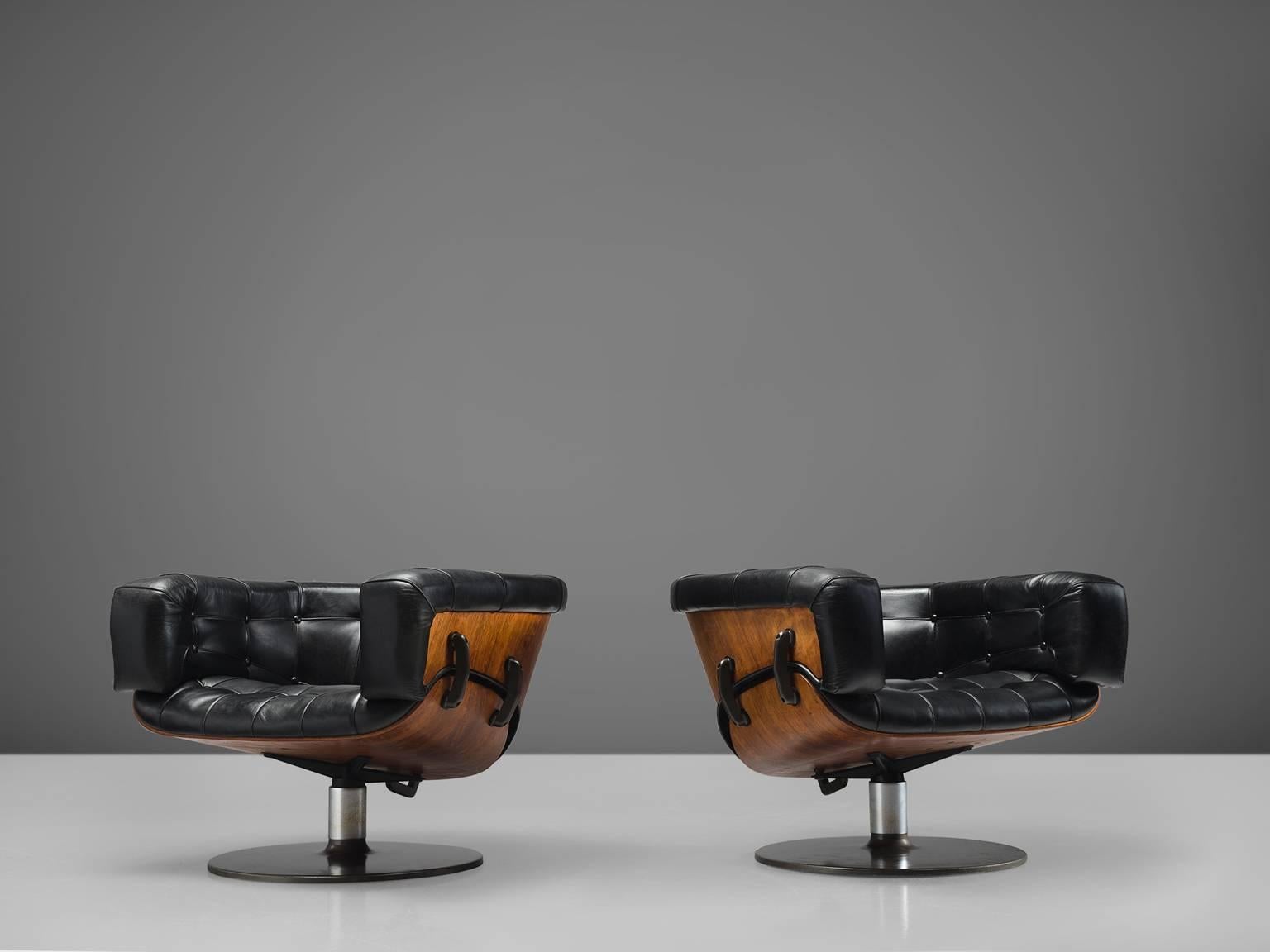 Mid-Century Modern Martin Grierson 'London' Chairs in Leather and Rosewood