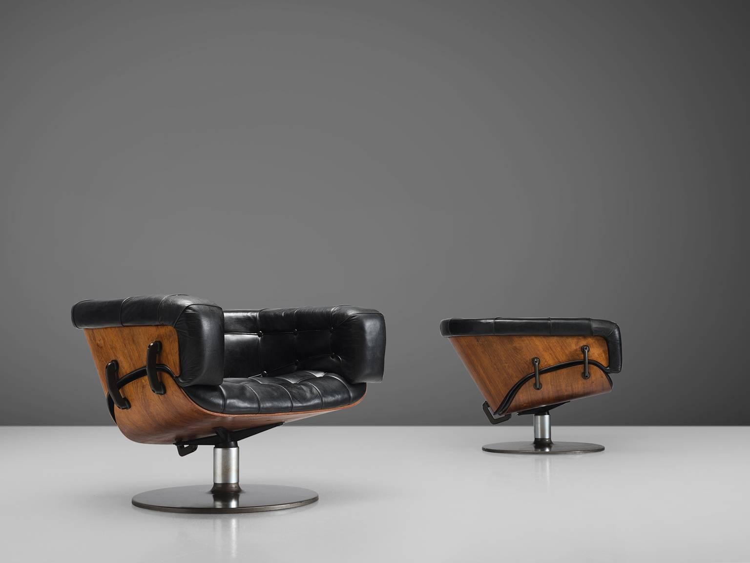 Mid-20th Century Martin Grierson 'London' Chairs in Leather and Rosewood