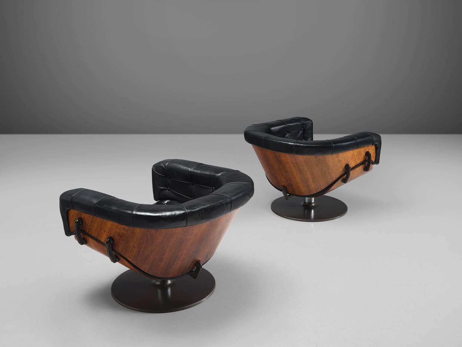 Martin Grierson 'London' Chairs in Leather and Rosewood In Good Condition In Waalwijk, NL