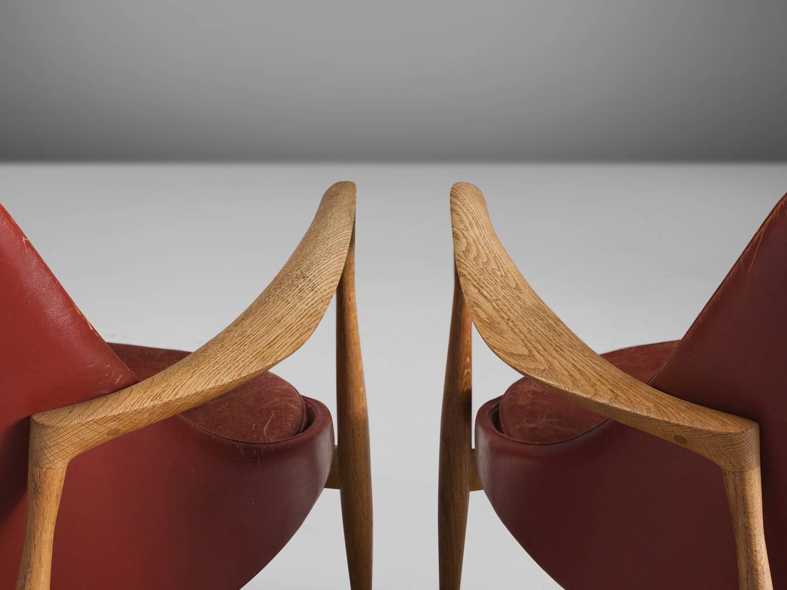 Mid-20th Century Ib Kofod-Larsen 'Elizabeth' Chairs in Original Aged Leather