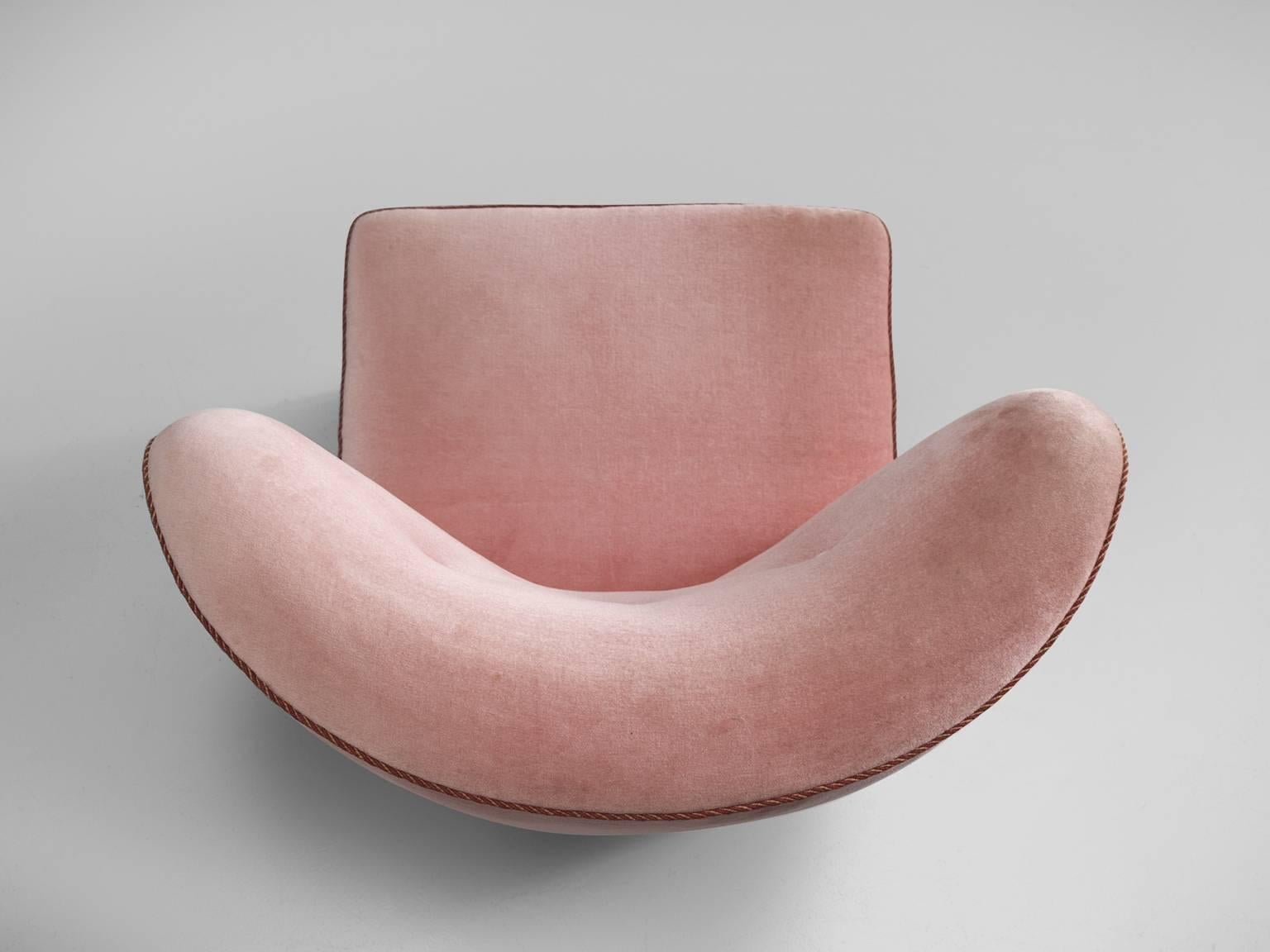 Pink Danish Lounge Chair by Otto Færge, 1940s In Good Condition In Waalwijk, NL