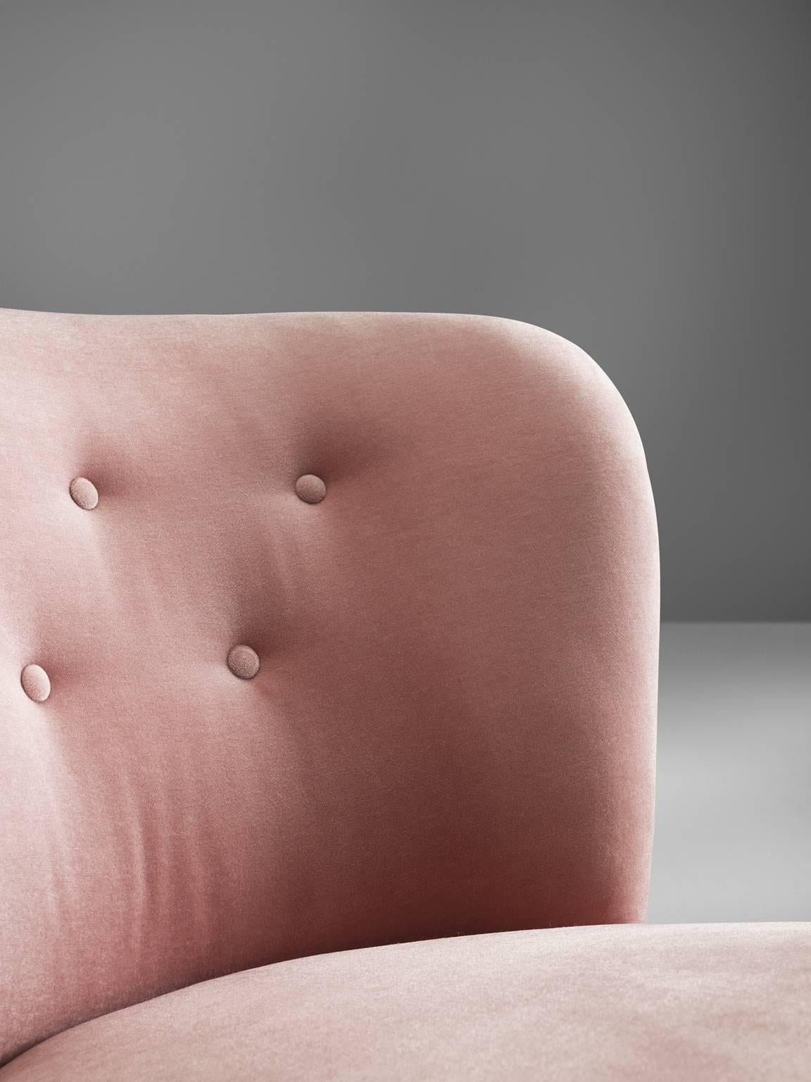 Fabric Pink Danish Lounge Chair by Otto Færge, 1940s